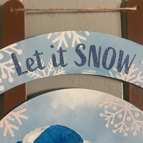 NWT Let It Snow- Snowman ⛄️ Holiday Sleigh Decoration Sign - Picture 8 of 17